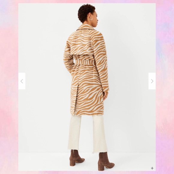 ANN TAYLOR Zebra Print Belted Trench Coat - Picture 3 of 4